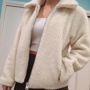 SOLD BDG UrbanOutfitters White Sherpa Teddy Jacket